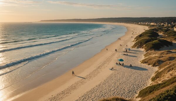 Plage ondres : sable, surf et sentier littoral avec le camping lou pignada